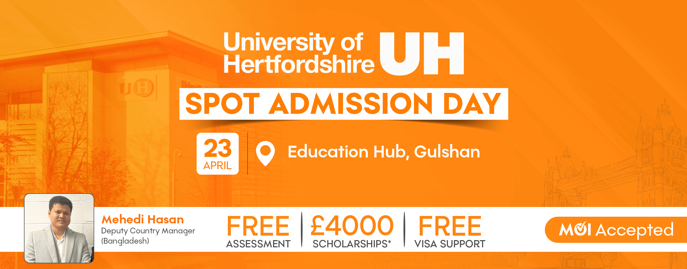 University of Hertfordshire Spot Admission day at Education Hub Gulshan Cover